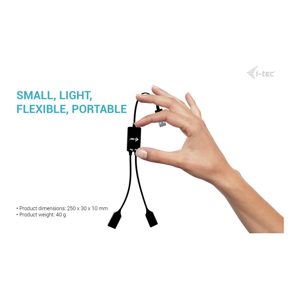 Hub USB i-tec U3CBLHUB2A, USB-A, 2x USB-A, USB 3.2 Gen 1, 5Gbps, Kabllo 10cm - Zezë 10