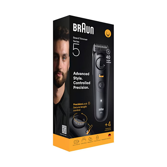 Makinë e rrojës Braun BeardTrimmer 5 BT5520, 40 Nivele Gjatësie, 0.5–20 mm, Wet & Dry, Bateri Li-Ion, 120 Min Përdorim – Zezë 2