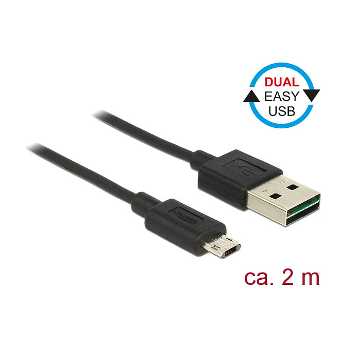 Kabllo USB DeLOCK 83850, USB-A në Micro-B, 2 m, USB 2.0, EASY-USB – Zezë 2