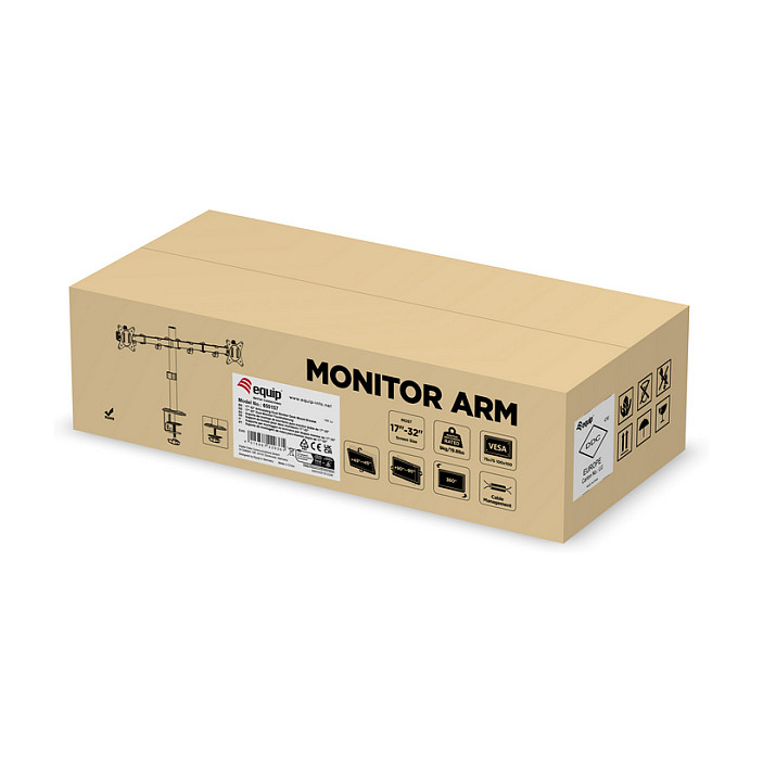 Mbajtëse për Monitor Equip 650157 / 2 Monitorë / 17–32" / deri 9kg për Monitor / VESA 75x75 & 100x100 / Full Motion / Rotacion 360° - Zezë 10