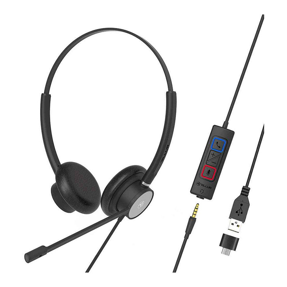 Kufje me kabllo Tellur Voice 320 / USB-A + USB-C / Binaural / 150–10.000 Hz - Zezë 8