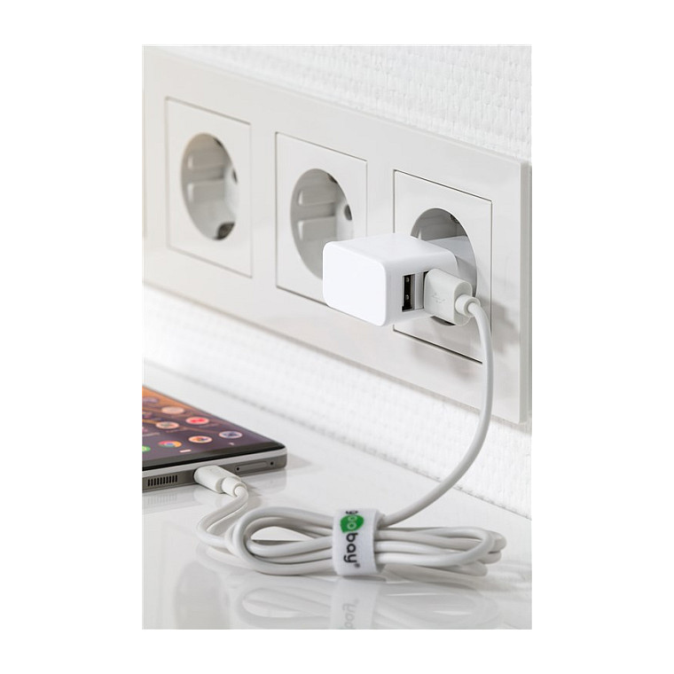 Adapter Goobay 44987 / 12W / 2x USB-A / USB-C / 2.4A - Bardhë 5
