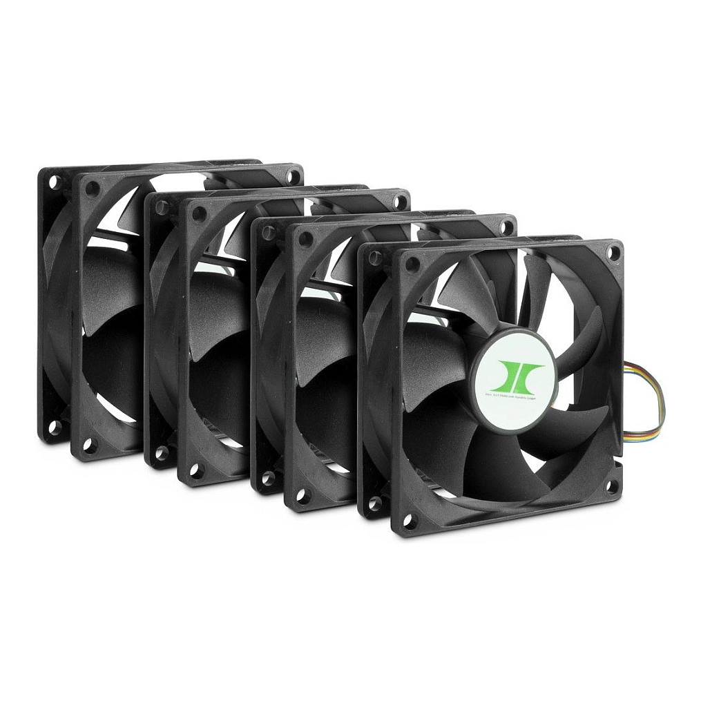 Ftohës për Kasë Inter-Tech IPC Fan Set 80mm / 80mm / 25mm / 1000-2000 RPM / PWM / 4-Pack – Zezë
