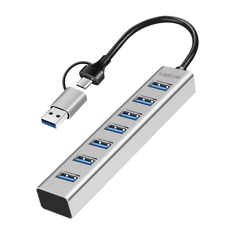 Hub USB-A LogiLink UA0455, 4x USB-A, USB 3.0, 5Gbps, USB-A/USB-C, alumin - Hiri 9