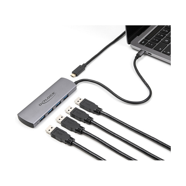 Hub USB DeLOCK 64293 / USB 3.2 Gen 1 / 4x USB-A / 5 Gbit/s / 0.3 m - Hiri 2