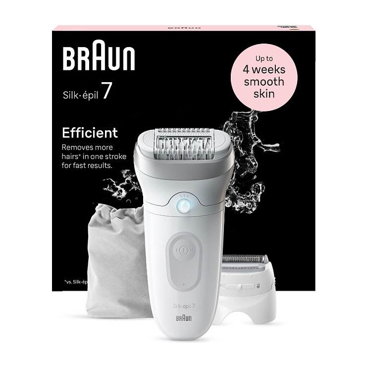 Epilator Braun Silk-épil 7 7-041, 40 pinca MicroGrip, Wet & Dry, 40 minuta - Gri/Bardhë