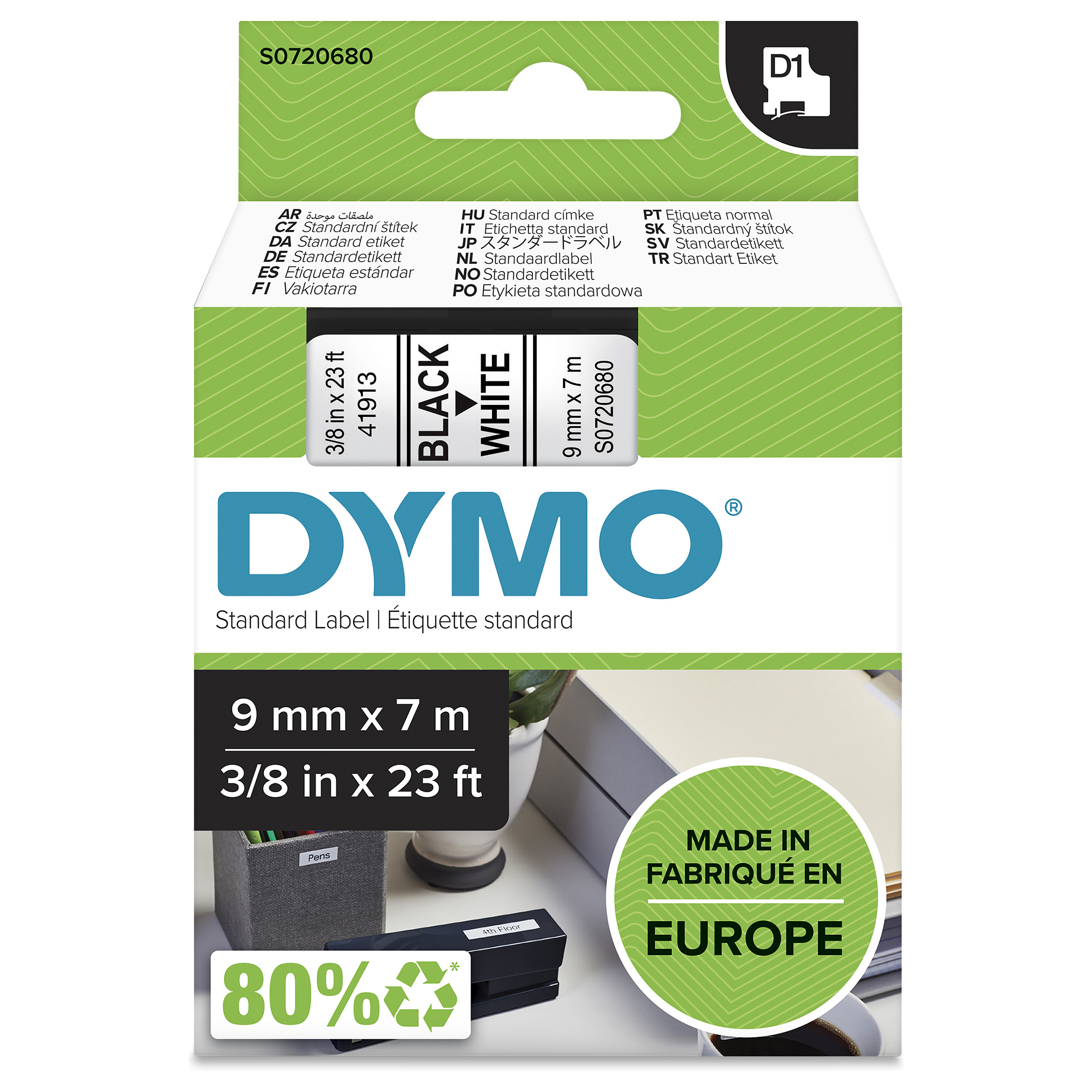 Label Dymo D1 / 9 mm x 7 m – Bardhë