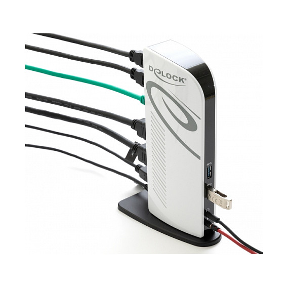 Docking Station DeLOCK / 2xHDMI / 2xUSB-A / 1xUSB-B / LAN / Audio - Bardhë thumbnail 4