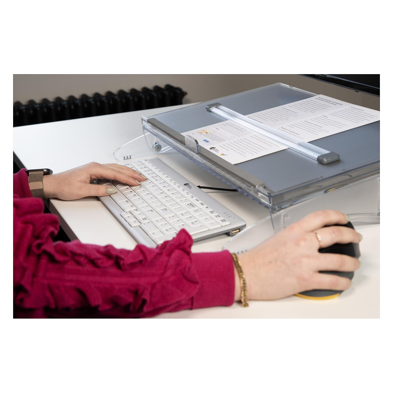 Mbajtëse Dokumentesh BakkerElkhuizen FlexDesk 640 ComfortRead / 515x380mm / 5kg / 3 Nivele - Transparente 5