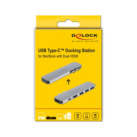 Docking Station për MacBook / 2xHDMI / 3xUSB-A / 1xUSB-C - Argjend thumbnail 6
