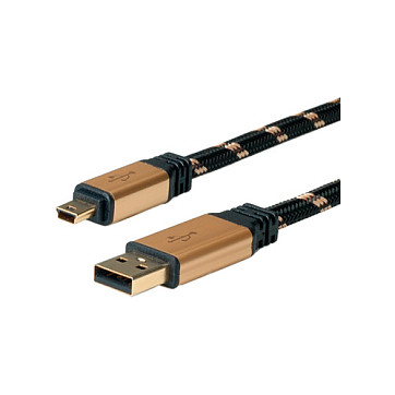 Kabllo ROLINE 11.02.8823, USB-A në Mini-USB-B, USB 2.0, 480 Mbps, 3 m - Zezë/Verdhë 2