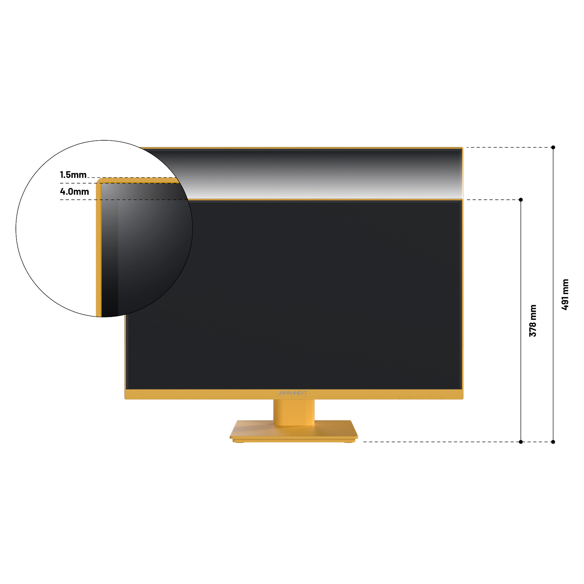 Monitor Gaming JapanNext / 23.8"/ Full HD IPS / LCD / 120Hz / 0.5ms / HDMI+VGA - Verdhë thumbnail 3