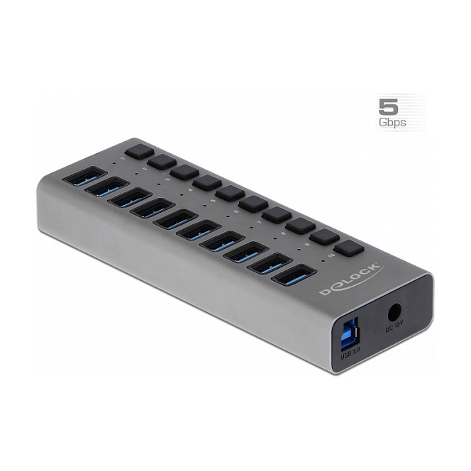 Adapter USB DELOCK External SuperSpeed Hub 10-Port (With Switch)