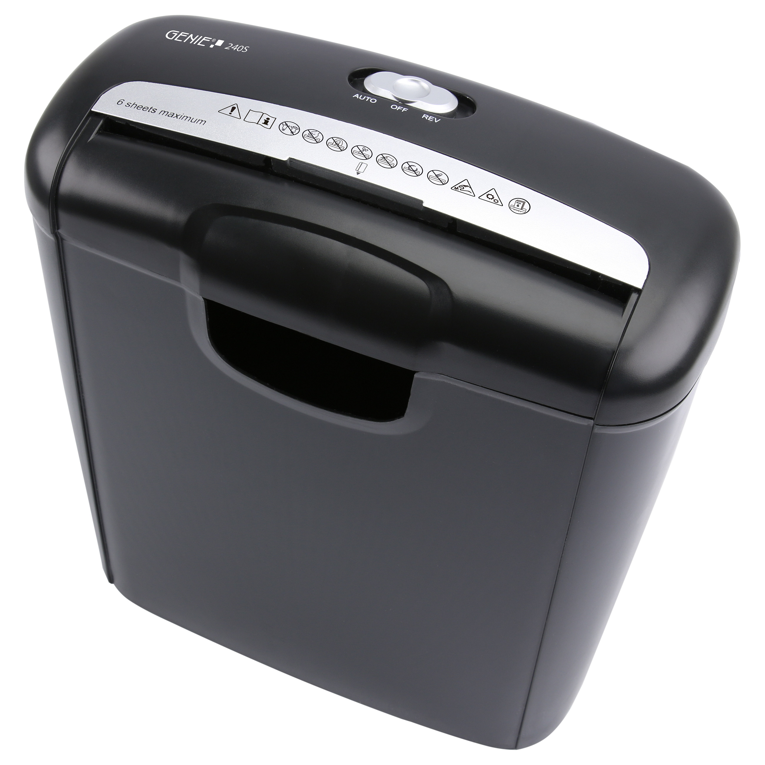 Shredder GENIE 240 S, Strip-Cut, P-2, 6 fletë, 6mm, 10L - Zezë