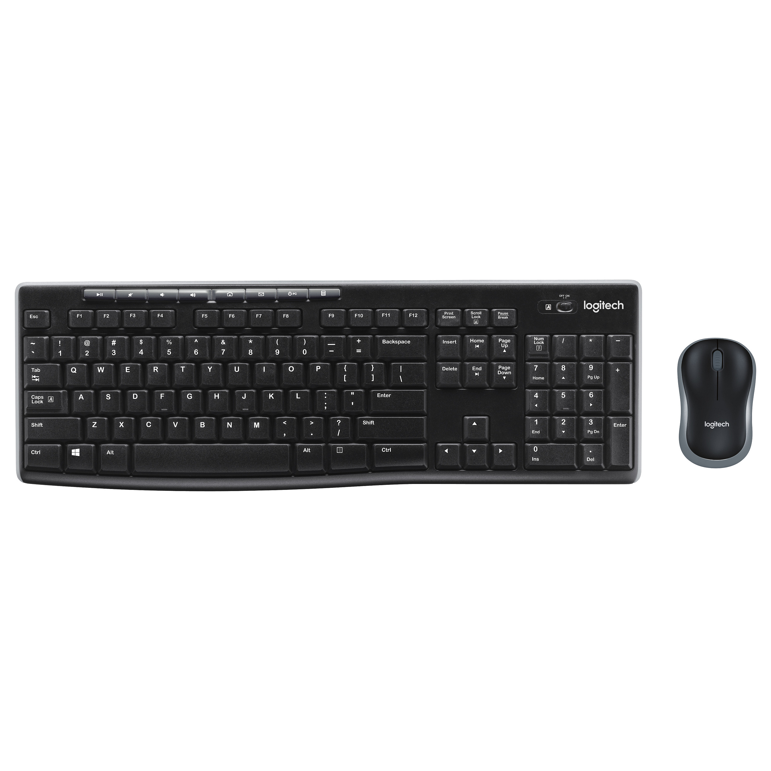 Logitech MK270 – Combo Tastierë & Maus pa Kabllo, Wireless 2.4GHz, QWERTZ Gjerman (DE), Full-Size, Maus 1000 DPI – Zezë