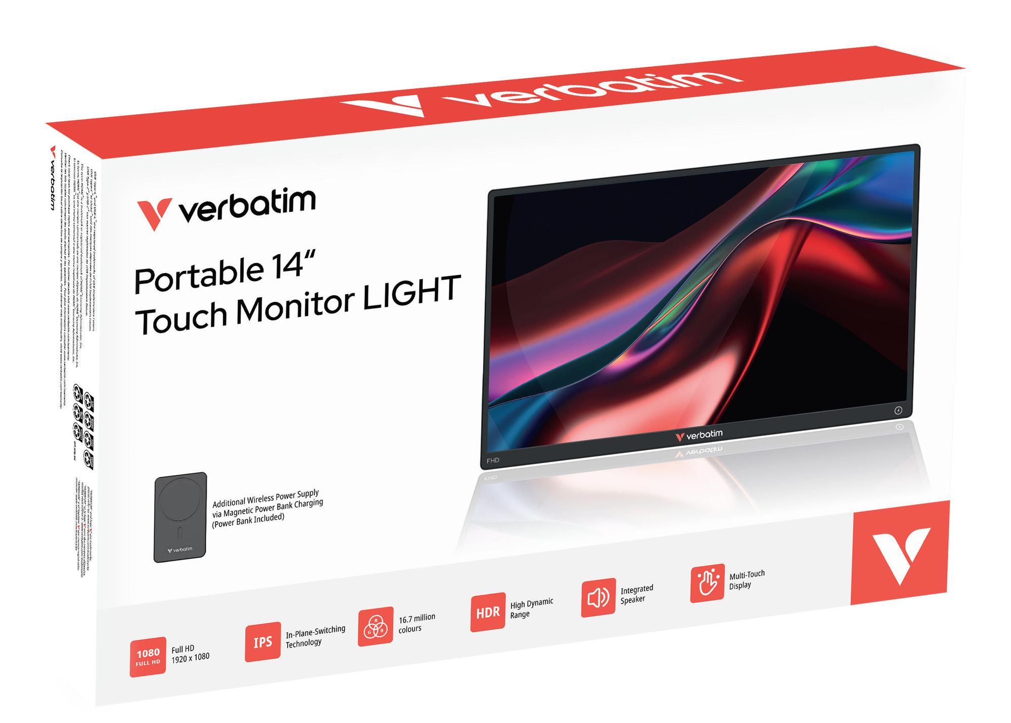 Verbatim LIGHT 32088 / 14" / Full HD IPS Touch / 60Hz / 6ms / HDMI + 2× USB-C / Power Bank 5000mAh – E zezë 3