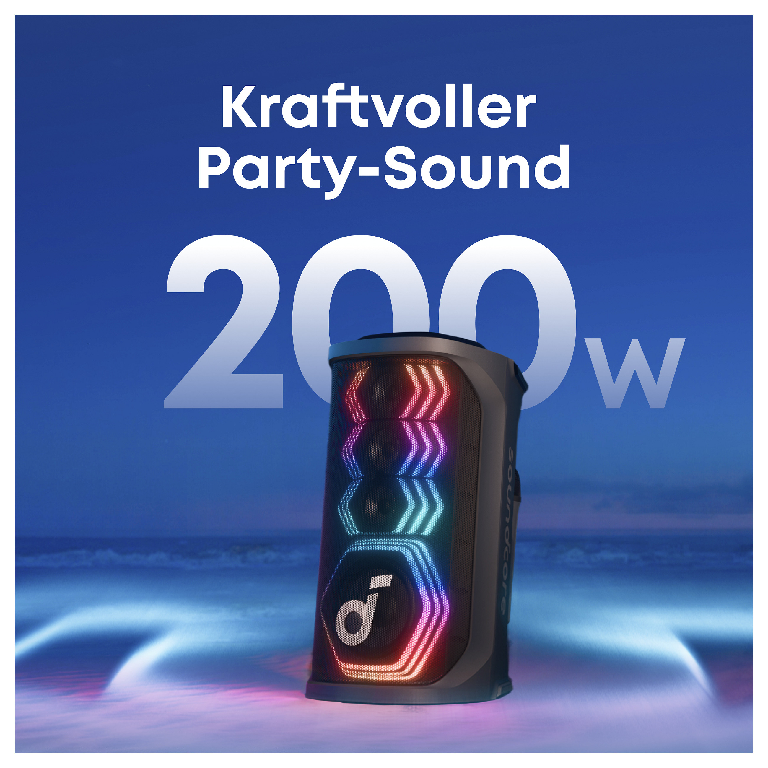 Altoparlant për festa Soundcore Rave 3S, 200 W, Bluetooth 5.3, Woofer 6.5", 3 altoparlantë 2.5", 2 mikrofona pa kabllo, drita LED, IPX4, autonomi deri në 12 orë - Zezë 3