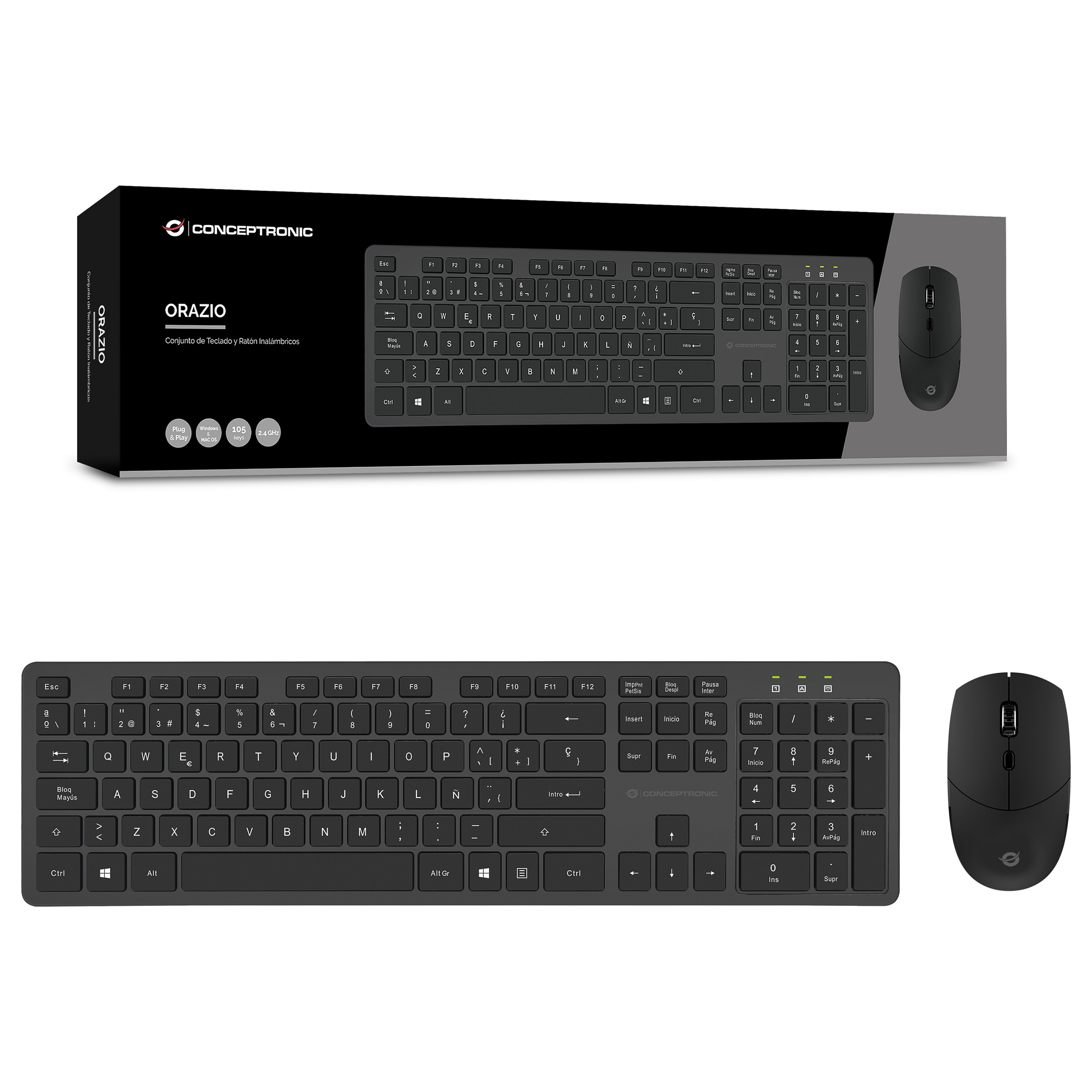 Combo (Tastierë & Maus) CONCEPTRONIC Wireless Spanish Layout – Zezë thumbnail 4