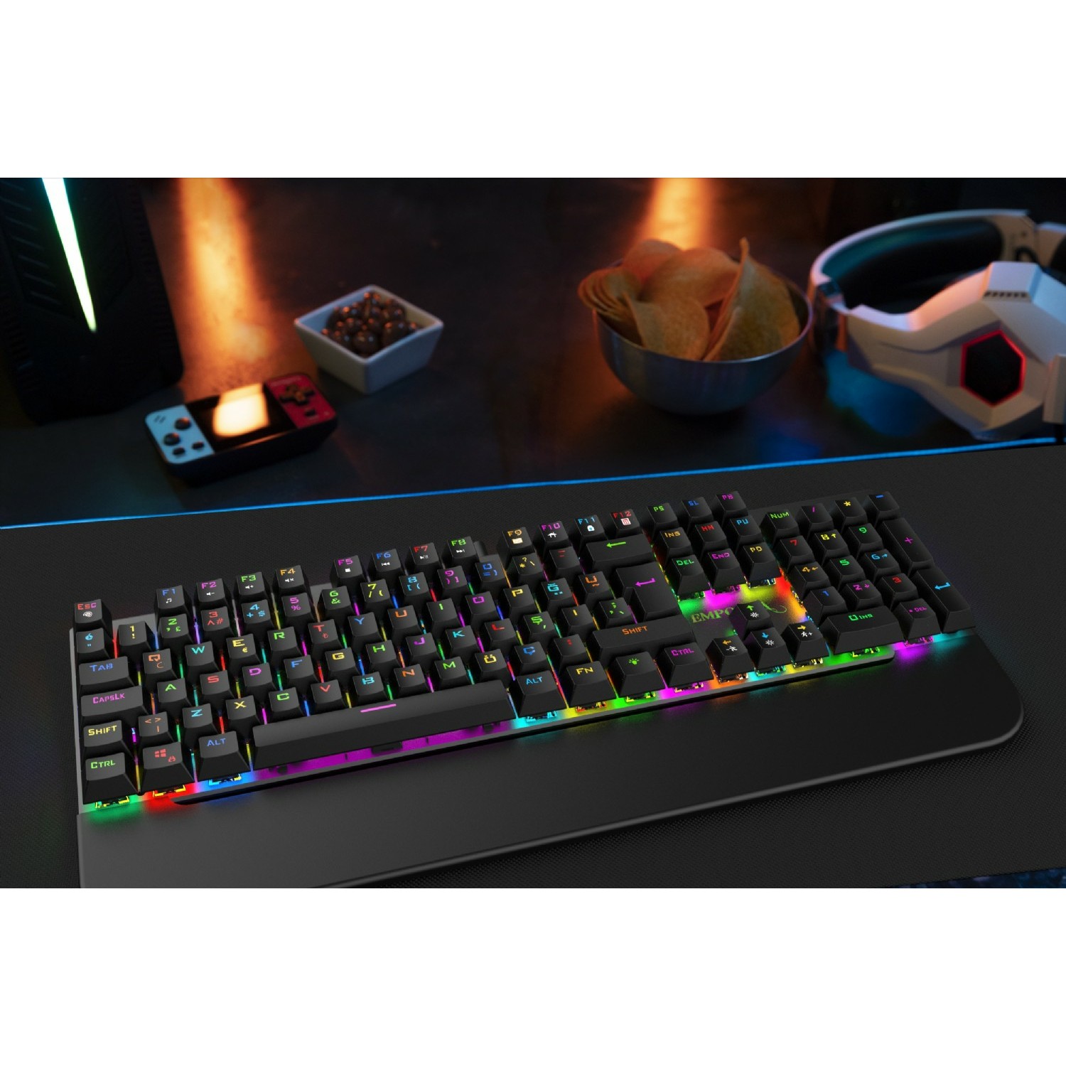 Tastierë Gaming INCA IKG-443 Empousa 100% / Mekanike / Red Switch / RGB / USB / 12 Multimedia Keys - Zezë 10