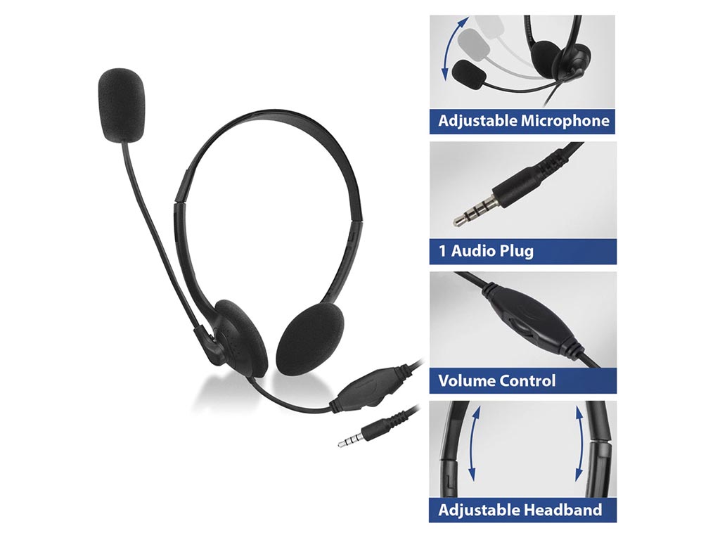 Kufje me Kabllo ACT AC9330, On-Ear, Stereo, 3.5mm, Mikrofon, Kabllo 1.8m - Zezë 2