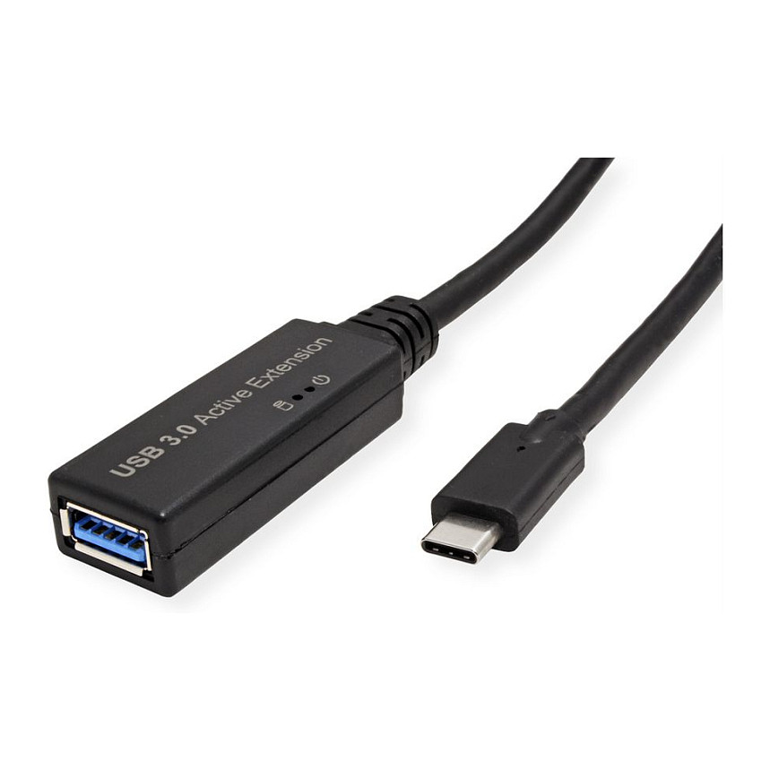 Kabllo Zgjatuese USB ROLINE 12.04.1065, USB-C Mashkull në USB-A Femër, USB 3.2 Gen 1, 5 Gbps, 5 m – Zezë 4