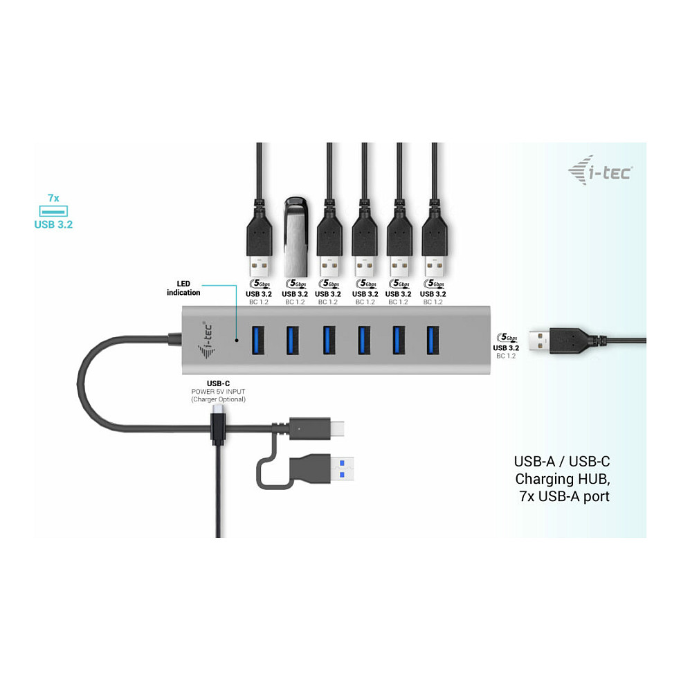 Hub D I-TEC USB-C CHARGING, 7 porte thumbnail 3