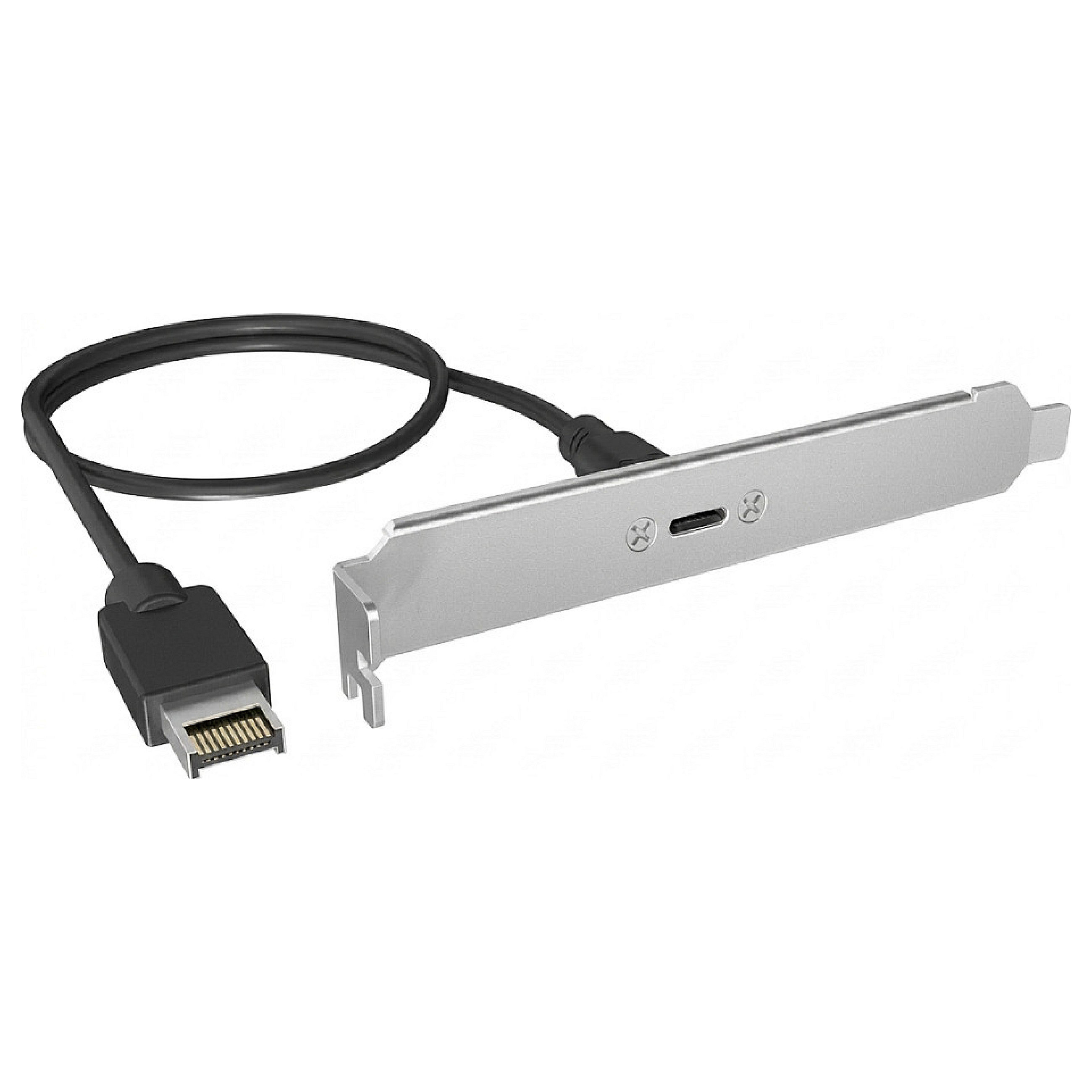 Panel USB-C ICY BOX IB-AC553, USB 3.2 Gen 2x2, 20 Gbit/s, kabllo Type-E, 60 cm - Argjendtë