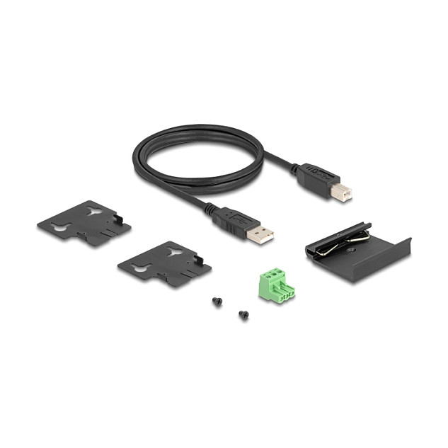 Hub USB Industrial DeLOCK 60687, 7x USB 2.0 Type-A, 480 Mbps, Mbrojtje ESD 15 kV, Montim në Shinë DIN – Zezë 5