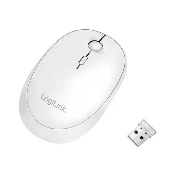 Maus pa Kabllo LogiLink / Wireless + Bluetooth / 1600 DPI / USB-C - Bardhë