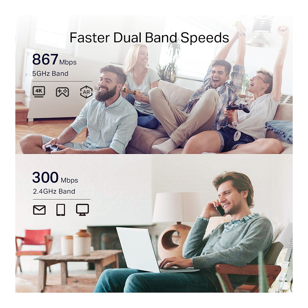 TP-Link RE330 AC1200 Mesh Wi-Fi Extender / Dual-Band / 300+867Mbps / 10/100Mbps LAN / Access Point 5