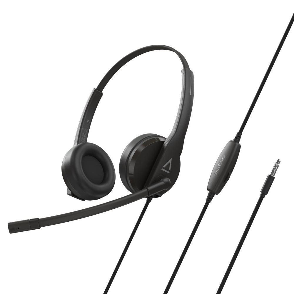 Kufje me kabllo Creative HS-230 / 51EF1110AA000 / On-Ear / 40mm Neodymium / 3.5mm AUX / USB-A / Mikrofon Noise-Cancelling – Zezë
