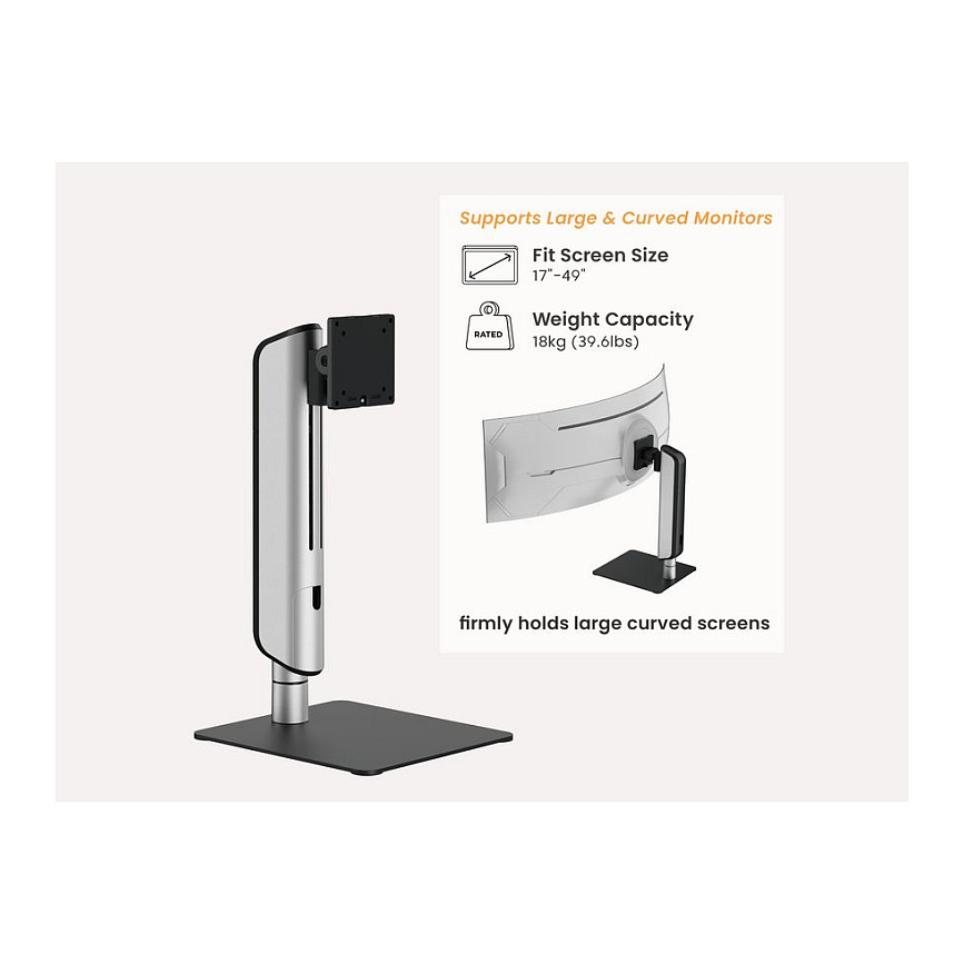 Mbajtëse për Monitor Equip 650129 , 1 Monitor , 17–49" , deri 18kg , e rregullueshme , e pjerrët , e rrotullueshme , VESA 75x75 & 100x100 - Argjend 6