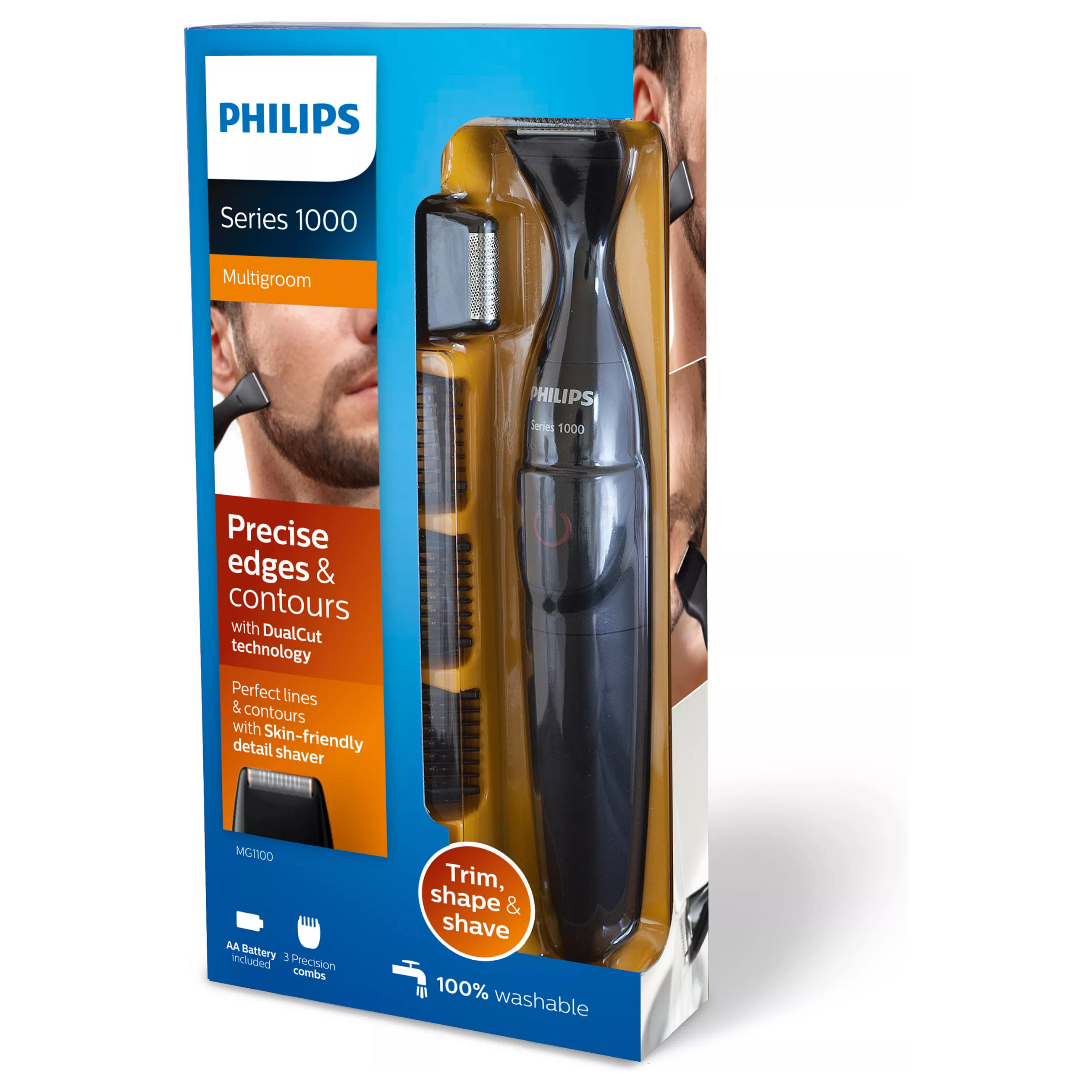 Trimer për mjekër Philips Multigroom Series 1000 MG1100/16 / DualCut / 4 Pozicione / 1-5 mm / IPX7 – Zezë/Kafe/Bardhë 2