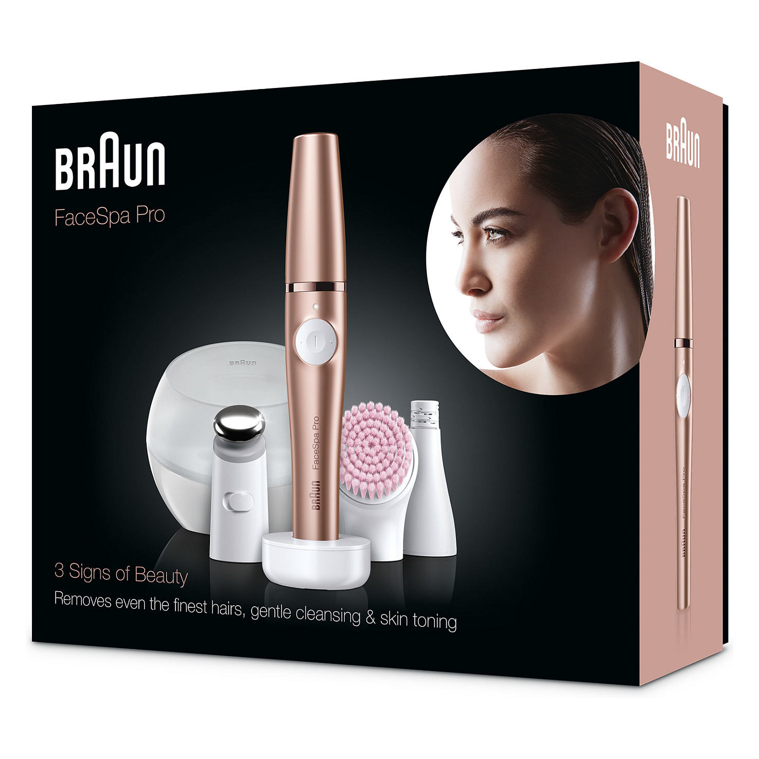 Makinë Depilimi për Fytyrë Braun FaceSpa Pro 921, 3 në 1, Depilim, Pastrim dhe Masazh - Bardhë , Bronzë 5