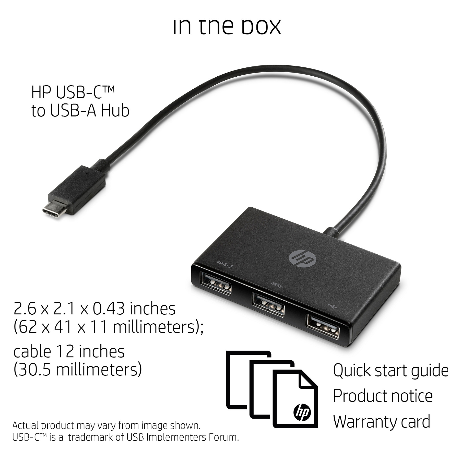 Hub USB HP Z6A00AA / USB-C në 3x USB-A / 2x USB 3.0 + 1x USB 2.0 / Kabllo e integruar - Zezë 3