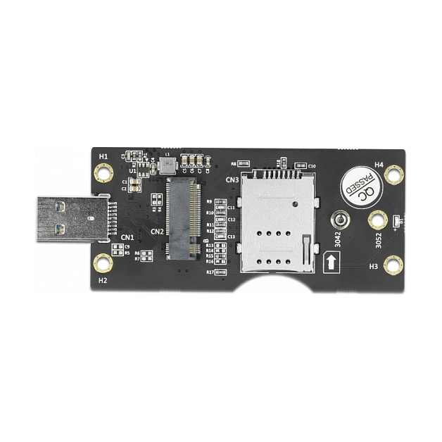 Adapter DeLOCK 63166, USB 3.0 Type-A në M.2 Key B, Slot SIM - Zezë 3