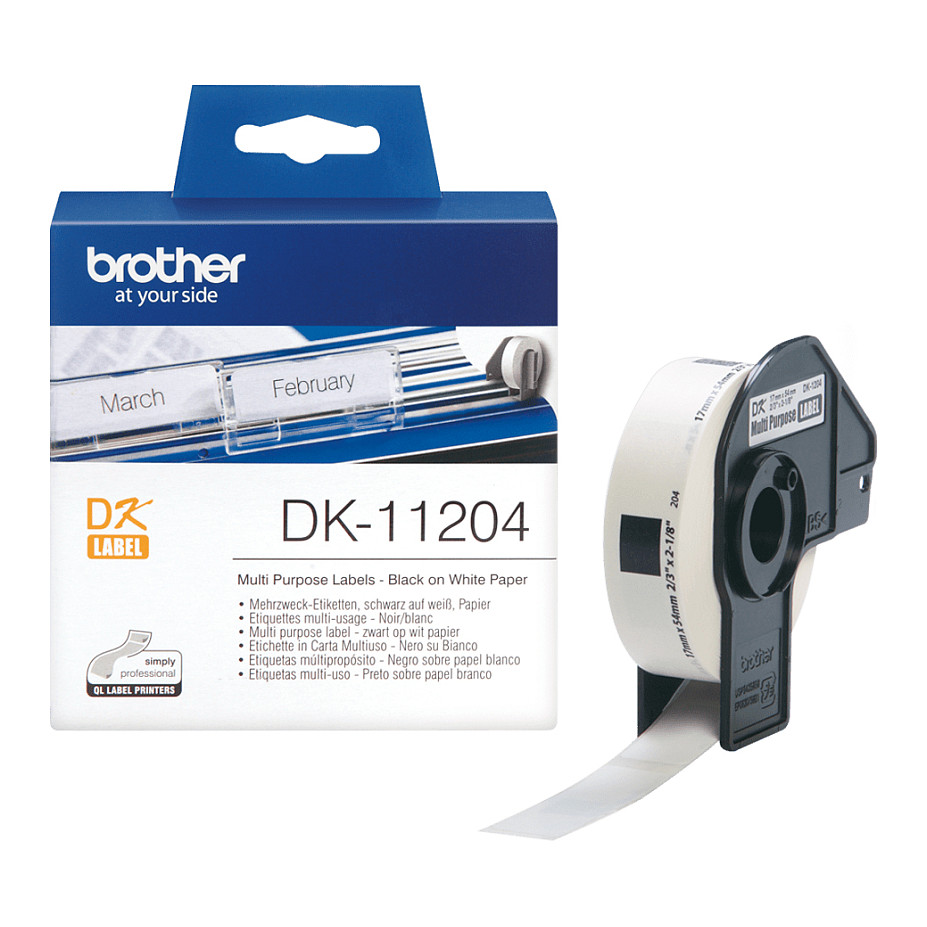 Letër Brother DK-11204 Single Labels Black on White / 17 × 54 mm / 400 Labels