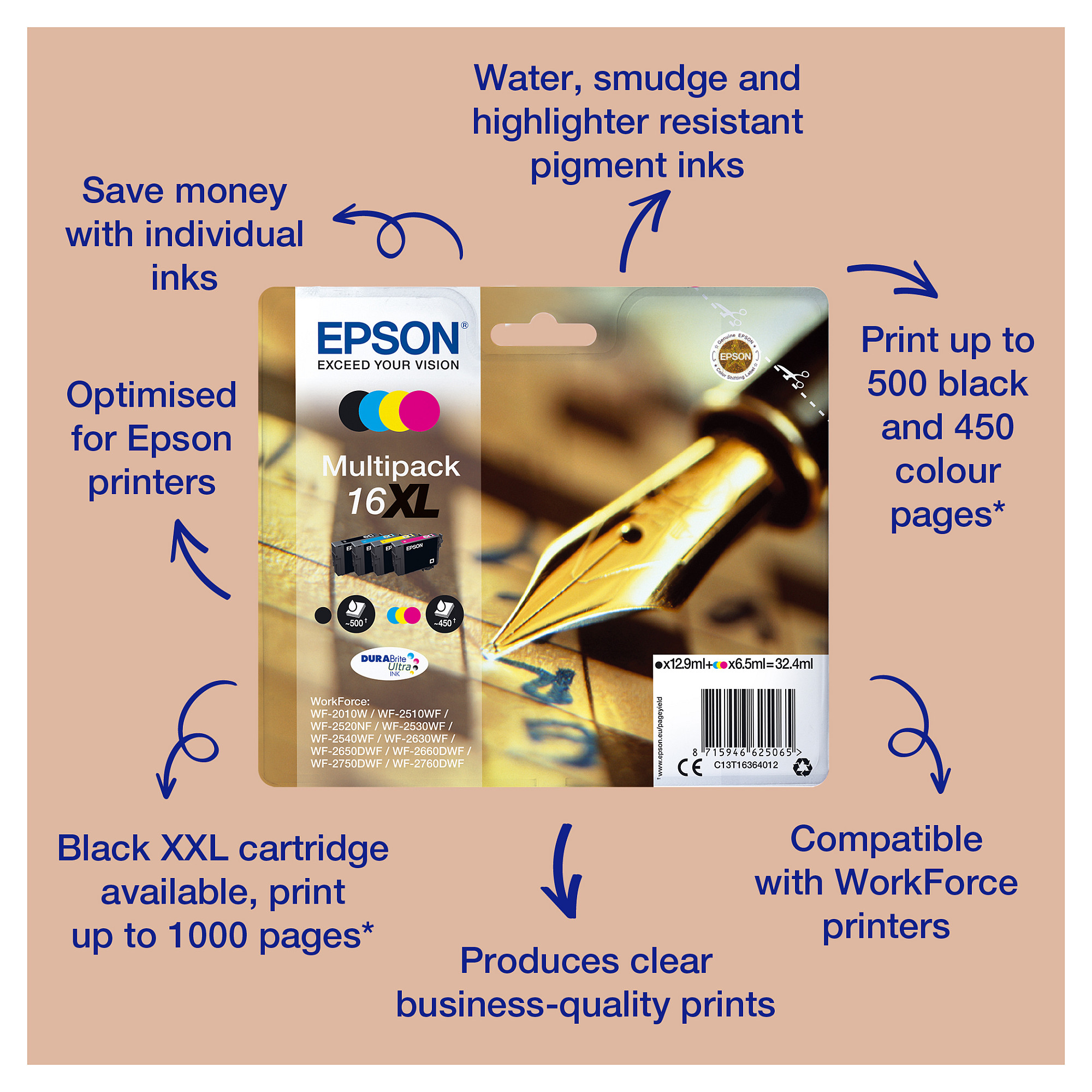 INK / Epson / C13T16324012 / 450 faqe - Blu