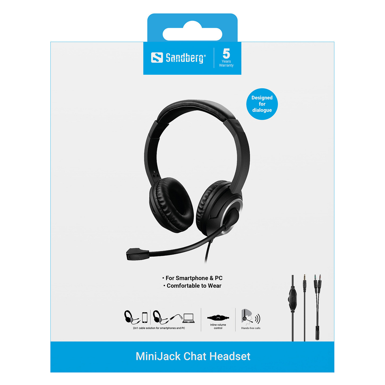 Kufje me kabllo Sandberg MiniJack Chat Headset 126-15 / 3.5mm / 40mm / 20-20000Hz / Mikrofon / 1.8m - Zezë 4