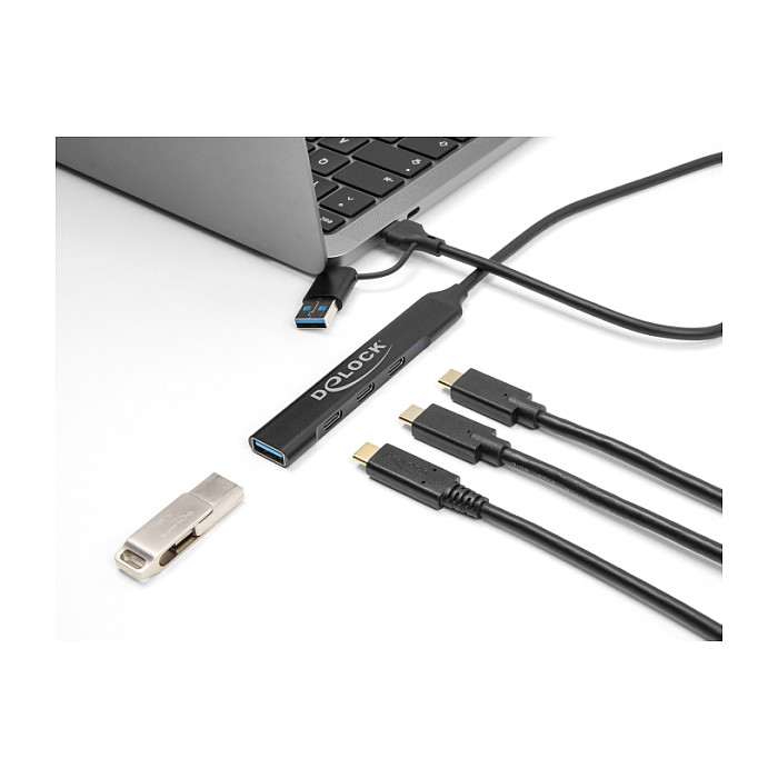 Hub USB DeLOCK 64272 / 4 Porta / 3× USB-C + 1× USB-A / 5 Gbps / 0.5 m - Zezë 3