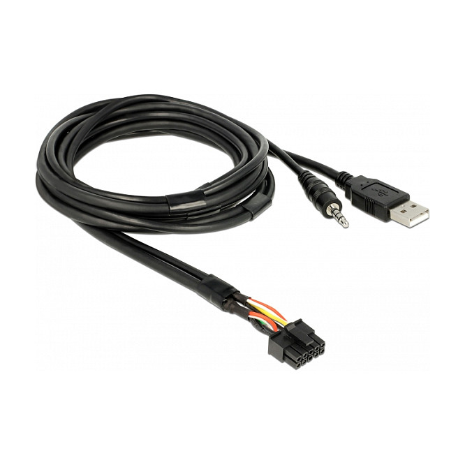 Kabllo USB DeLOCK 85718, USB Type-A mashkull në USB Type-A femër, audio 3,5 mm me 4 pina, header 10-pin, 1,5 m - Zezë 2