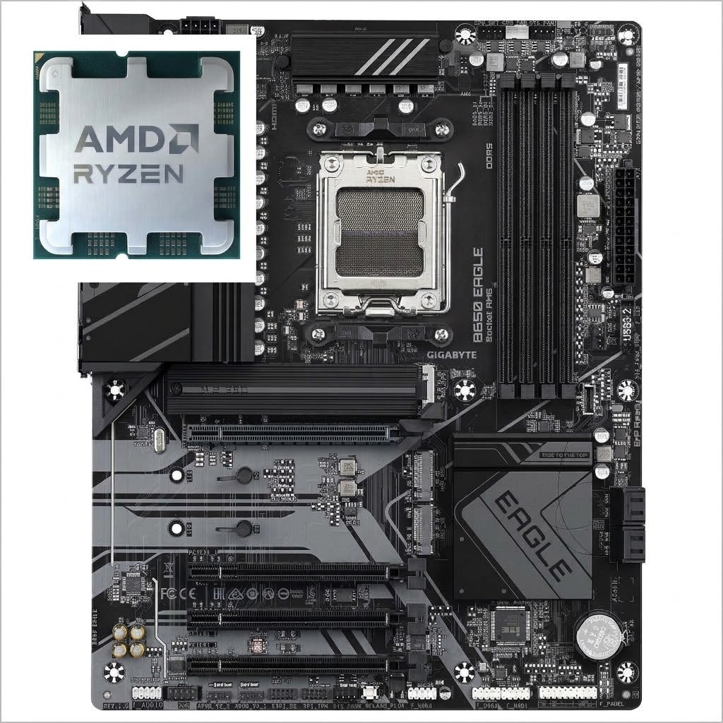 Pllakë Amë Gigabyte B650 EAGLE, DDR5, ATX + Procesor AMD Ryzen 7 7800X3D, AM5, 8-Core, 5 GHz, 96MB Cache