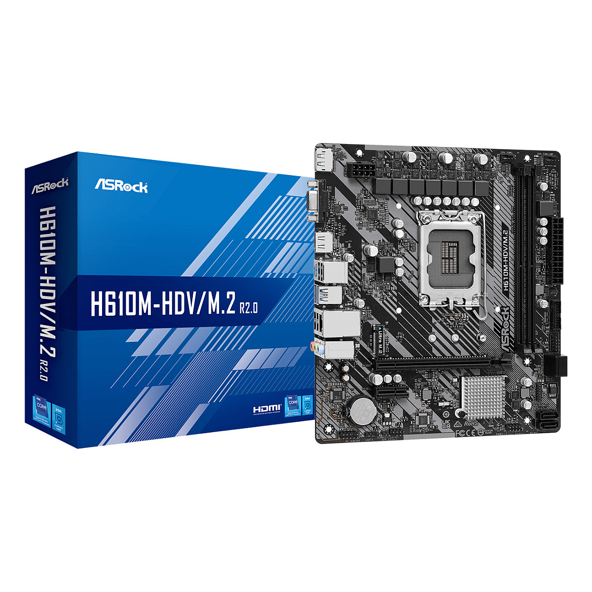Pllakë Amë ASRock H610M-HDV/M.2 R2.0 / Intel LGA1700 / H610 / DDR4 / Micro ATX / M.2 / SATA III / Gigabit LAN