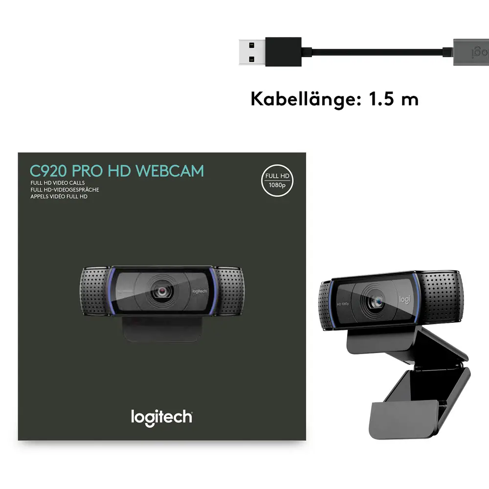 Kamerë Logitech C920 Pro HD / Full HD / 1080p / 30fps / Autofocus / Auto-Light Correction / Stereo Microphone / USB-A - Zezë 5