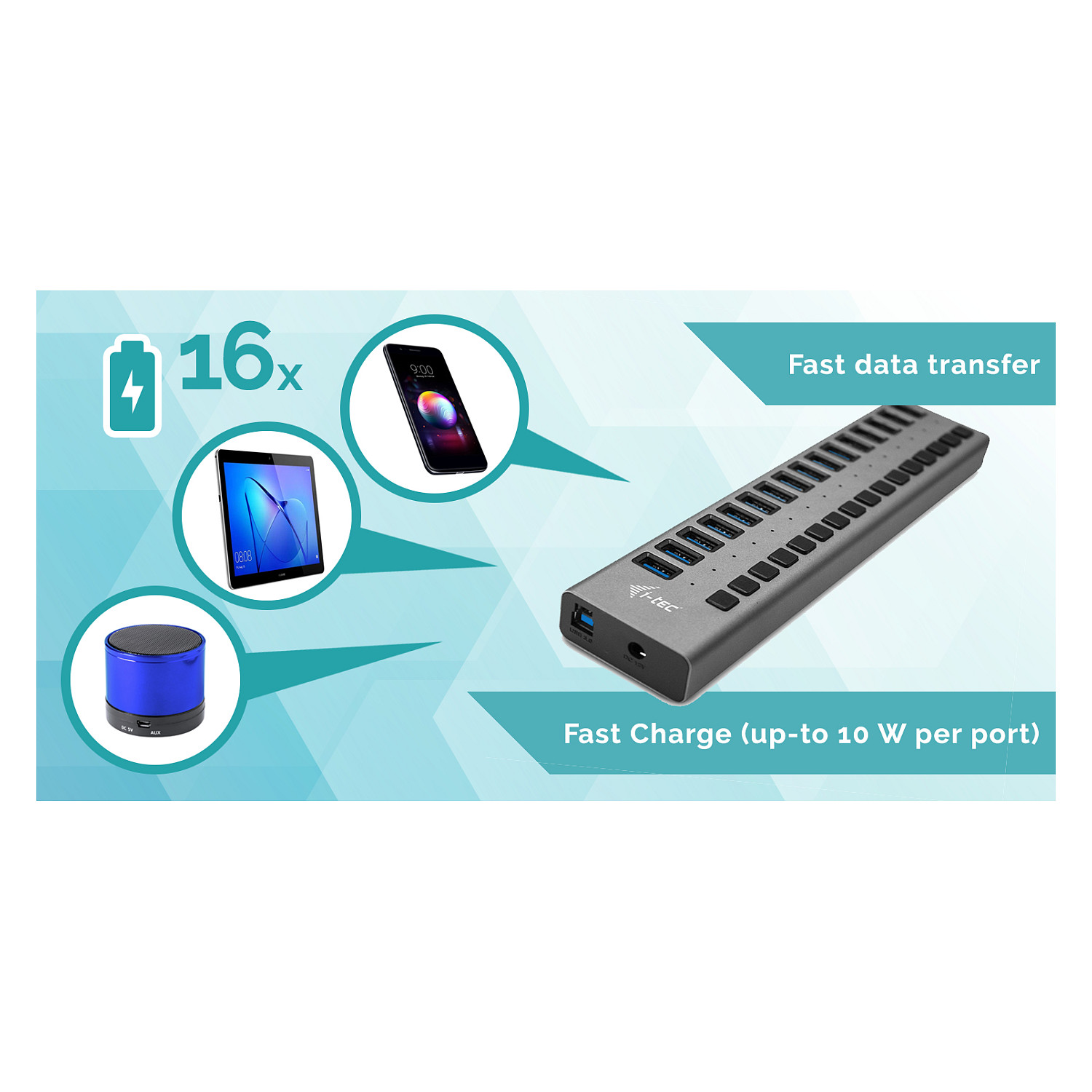 USB Hub D I-TEC, USB 3.0, 16 porte, 90 W thumbnail 6