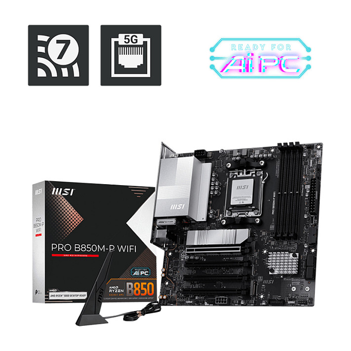 Pllakë Amë AMD AM5 MSI Pro B850M-P / Wifi / mATX / DDR5 / HDMI