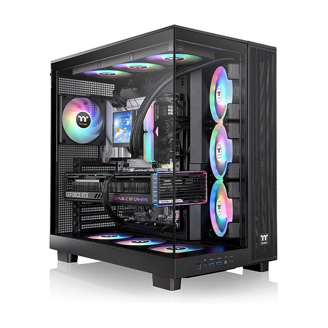 Kasë PC Thermaltake View 380 XL TG ARGB / Midi Tower / ARGB / 4x 120mm Fan / SSD 2.5" / HDD 3.5" - Zezë