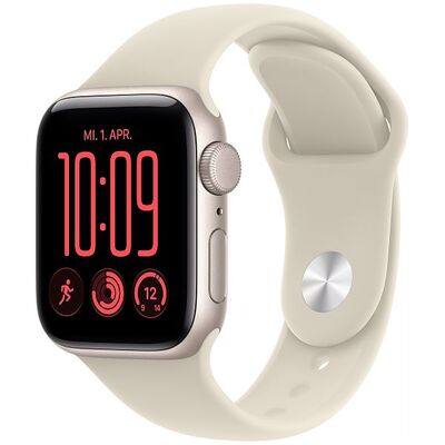Apple Watch SE 3, 40mm, GPS, Starlight Aluminium, Sand Sport Band - S/M