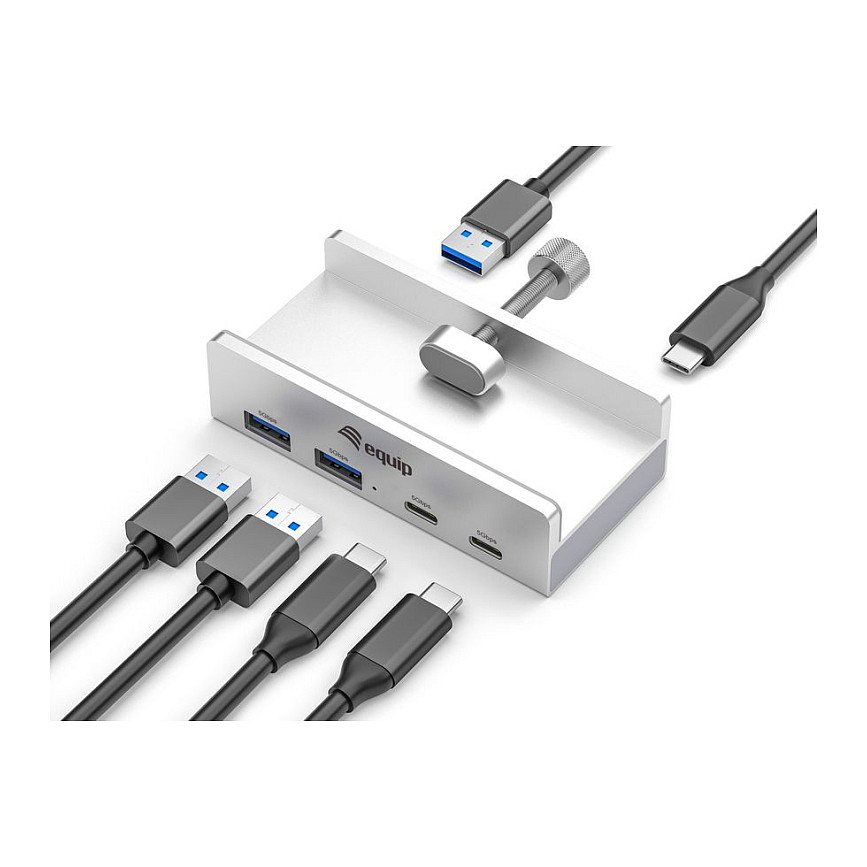 Hub Equip 128967, 2x USB-A, 2x USB-C, USB 3.2 Gen 1, 5Gbps - Gri 2
