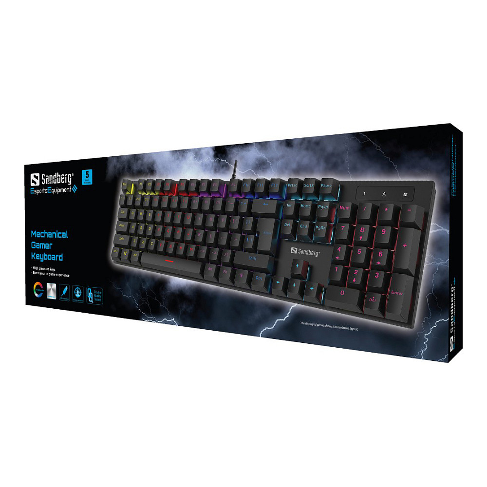 Tastierë Gaming  Sandberg Mechanical Gamer Keyboard / Wired / Mekanike YH Blue / 105 Çelësa / German / 1.5m - Zezë 3